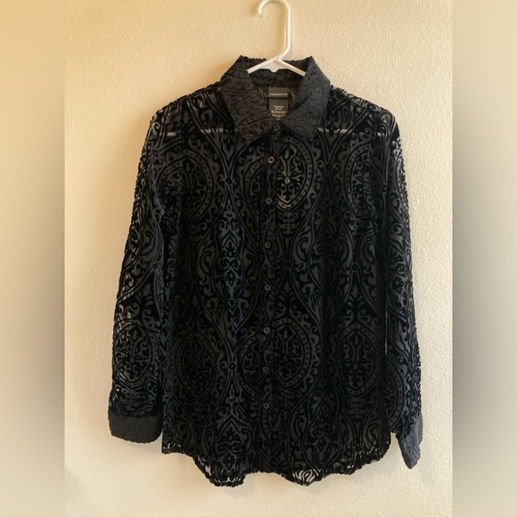 Covington Tops - Covington Black Textured Button-Up Shirt Size S